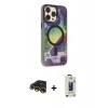 MARSİLYAN™- iPhone 13 Pro Max Kılıf Siluet Modern Koleksiyonu - Siyah Bilvis Hayalet Cam Ekran Koruyucu + Raze Metal Kamera Lens - GD