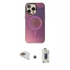MARSİLYAN™- iPhone 13 Pro Max Kılıf Siluet Modern Koleksiyonu - Siyah Bilvis Hayalet Cam Ekran Koruyucu + Pers Alüminyum Kamera Lens - GD