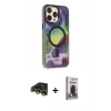 MARSİLYAN™- iPhone 13 Pro Max Kılıf Siluet Modern Koleksiyonu - Siyah Bilvis Hayalet Cam Ekran Koruyucu + Raze Metal Kamera Lens - GD