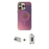 MARSİLYAN™- iPhone 13 Pro Max Kılıf Siluet Modern Koleksiyonu - Siyah Bilvis Hayalet Cam Ekran Koruyucu + Rainbow Kamera Lens Koruma Cam - MR