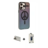 MARSİLYAN™- iPhone 13 Pro Max Kılıf Siluet Modern Koleksiyonu - Siyah Bilvis Hayalet Cam Ekran Koruyucu + Rose Gold Rainbow Kamera Lens Koruma Cam