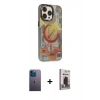 MARSİLYAN™- iPhone 13 Pro Max Kılıf Siluet Modern Koleksiyonu - Siyah Bilvis Hayalet Cam Ekran Koruyucu + Neon Fosforlu Kamera Lens - MI