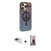 MARSİLYAN™- iPhone 13 Pro Max Kılıf Siluet Modern Koleksiyonu - Siyah Bilvis Hayalet Cam Ekran Koruyucu + Pers Alüminyum Kamera Lens - LT
