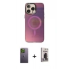 MARSİLYAN™- iPhone 13 Pro Max Kılıf Siluet Modern Koleksiyonu - Siyah Bilvis Hayalet Cam Ekran Koruyucu + Neon Fosforlu Kamera Lens - YL