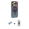 MARSİLYAN™- iPhone 13 Pro Max Kılıf Siluet Modern Koleksiyonu - Siyah Bilvis Hayalet Cam Ekran Koruyucu + Mavi Shine Kamera Lens Koruma Cam