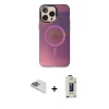 MARSİLYAN™- iPhone 13 Pro Max Kılıf Siluet Modern Koleksiyonu - Siyah Bilvis Hayalet Cam Ekran Koruyucu + Sierra Blue Pers Alüminyum Kamera Lens