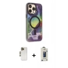 MARSİLYAN™- iPhone 13 Pro Max Kılıf Siluet Modern Koleksiyonu - Siyah Bilvis Hayalet Cam Ekran Koruyucu + Shine Kamera Lens - GD