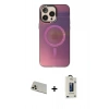MARSİLYAN™- iPhone 13 Pro Max Kılıf Siluet Modern Koleksiyonu - Siyah Bilvis Hayalet Cam Ekran Koruyucu + Rose Gold Rainbow Kamera Lens Koruma Cam