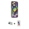 MARSİLYAN™- iPhone 13 Pro Max Kılıf Siluet Modern Koleksiyonu - Siyah Joko 5D Cam + Rainbow Kamera Lens Koruma Cam - MI