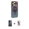 MARSİLYAN™- iPhone 13 Pro Max Kılıf Siluet Modern Koleksiyonu - Siyah Joko 5D Cam + Neon Fosforlu Kamera Lens - MI