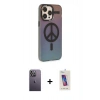 MARSİLYAN™- iPhone 13 Pro Max Kılıf Siluet Modern Koleksiyonu - Siyah Joko 5D Cam + Neon Fosforlu Kamera Lens - BZ