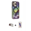 MARSİLYAN™- iPhone 13 Pro Max Kılıf Siluet Modern Koleksiyonu - Siyah Joko 5D Cam + Rainbow Kamera Lens Koruma Cam - KI