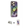 MARSİLYAN™- iPhone 13 Pro Max Kılıf Siluet Modern Koleksiyonu - Siyah Joko 5D Cam + Rainbow Kamera Lens Koruma Cam - REGD