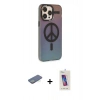 MARSİLYAN™- iPhone 13 Pro Max Kılıf Siluet Modern Koleksiyonu - Siyah Joko 5D Cam + Yeşil Renkli Kamera Lens Koruma Cam