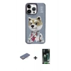 MARSİLYAN™- iPhone 13 Pro Max Kılıf Siluet Modern Özel Seri - Şeffaf 360 Full Body Arka Koruyucu + Mavi Renkli Kamera Lens Koruma Cam