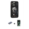 MARSİLYAN™- iPhone 13 Pro Max Kılıf Siluet Modern Özel Seri - Şeffaf 360 Full Body Arka Koruyucu + Mavi Renkli Kamera Lens Koruma Cam