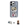 MARSİLYAN™- iPhone 13 Pro Max Kılıf Siluet Modern Özel Seri - Şeffaf Maxco Cam Ekran Koruyucu + Mavi Rainbow Kamera Lens Koruma Cam