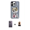 MARSİLYAN™- iPhone 13 Pro Max Kılıf Siluet Modern Özel Seri - Şeffaf Maxco Cam Ekran Koruyucu + Neon Fosforlu Kamera Lens - BZ