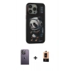 MARSİLYAN™- iPhone 13 Pro Max Kılıf Siluet Modern Özel Seri - Şeffaf Maxco Cam Ekran Koruyucu + Neon Fosforlu Kamera Lens - BZ