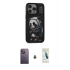MARSİLYAN™- iPhone 13 Pro Max Kılıf Siluet Modern Özel Seri - Şeffaf Pasifik Cam Ekran Koruyucu + Beyaz Neon Fosforlu Kamera Lens