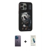 MARSİLYAN™- iPhone 13 Pro Max Kılıf Siluet Modern Özel Seri - Şeffaf Pasifik Cam Ekran Koruyucu + Neon Fosforlu Kamera Lens - MI