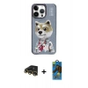 MARSİLYAN™- iPhone 13 Pro Max Kılıf Siluet Modern Özel Seri - Siyah 18D Cam Ekran Koruyucu + Gold Raze Metal Kamera Lens