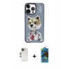 MARSİLYAN™- iPhone 13 Pro Max Kılıf Siluet Modern Özel Seri - Siyah 18D Cam Ekran Koruyucu + Shine Kamera Lens - GD