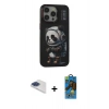 MARSİLYAN™- iPhone 13 Pro Max Kılıf Siluet Modern Özel Seri - Siyah 18D Cam Ekran Koruyucu + Pers Alüminyum Kamera Lens - LT