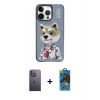 MARSİLYAN™- iPhone 13 Pro Max Kılıf Siluet Modern Özel Seri - Siyah 18D Cam Ekran Koruyucu + Neon Fosforlu Kamera Lens - BZ