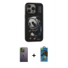 MARSİLYAN™- iPhone 13 Pro Max Kılıf Siluet Modern Özel Seri - Siyah 18D Cam Ekran Koruyucu + Neon Fosforlu Kamera Lens - YL