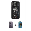 MARSİLYAN™- iPhone 13 Pro Max Kılıf Siluet Modern Özel Seri - Siyah 18D Cam Ekran Koruyucu + Neon Fosforlu Kamera Lens - BZ