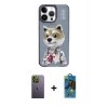 MARSİLYAN™- iPhone 13 Pro Max Kılıf Siluet Modern Özel Seri - Siyah 18D Cam Ekran Koruyucu + Neon Fosforlu Kamera Lens - YL