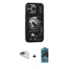 MARSİLYAN™- iPhone 13 Pro Max Kılıf Siluet Modern Özel Seri - Siyah 18D Cam Ekran Koruyucu + Pers Alüminyum Kamera Lens - GI