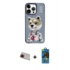 MARSİLYAN™- iPhone 13 Pro Max Kılıf Siluet Modern Özel Seri - Siyah 18D Cam Ekran Koruyucu + Rainbow Kamera Lens Koruma Cam - KI