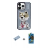 MARSİLYAN™- iPhone 13 Pro Max Kılıf Siluet Modern Özel Seri - Siyah 18D Cam Ekran Koruyucu + Shine Kamera Lens Koruma Cam - MI