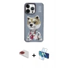 MARSİLYAN™- iPhone 13 Pro Max Kılıf Siluet Modern Özel Seri - Siyah 3D Antistatik Cam Ekran Koruyucu + Pers Alüminyum Kamera Lens - KI