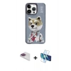 MARSİLYAN™- iPhone 13 Pro Max Kılıf Siluet Modern Özel Seri - Siyah 3D Antistatik Cam Ekran Koruyucu + Pers Alüminyum Kamera Lens - GI