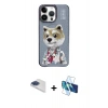 MARSİLYAN™- iPhone 13 Pro Max Kılıf Siluet Modern Özel Seri - Siyah 3D Antistatik Cam Ekran Koruyucu + Pers Alüminyum Kamera Lens - LT