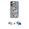 MARSİLYAN™- iPhone 13 Pro Max Kılıf Siluet Modern Özel Seri - Siyah 3D Antistatik Cam Ekran Koruyucu + Rainbow Kamera Lens Koruma Cam - REGD
