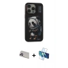 MARSİLYAN™- iPhone 13 Pro Max Kılıf Siluet Modern Özel Seri - Siyah 3D Antistatik Cam Ekran Koruyucu + Rainbow Kamera Lens Koruma Cam - MR