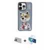 MARSİLYAN™- iPhone 13 Pro Max Kılıf Siluet Modern Özel Seri - Siyah 3D Antistatik Cam Ekran Koruyucu + Rainbow Kamera Lens Koruma Cam - MR