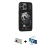 MARSİLYAN™- iPhone 13 Pro Max Kılıf Siluet Modern Özel Seri - Siyah 3D Antistatik Cam Ekran Koruyucu + Rainbow Kamera Lens Koruma Cam - BZ
