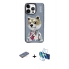 MARSİLYAN™- iPhone 13 Pro Max Kılıf Siluet Modern Özel Seri - Siyah 3D Antistatik Cam Ekran Koruyucu + Renkli Kamera Lens Koruma Cam - SI