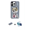 MARSİLYAN™- iPhone 13 Pro Max Kılıf Siluet Modern Özel Seri - Siyah 3D Antistatik Cam Ekran Koruyucu + Renkli Kamera Lens Koruma Cam - YL