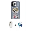 MARSİLYAN™- iPhone 13 Pro Max Kılıf Siluet Modern Özel Seri - Siyah 3D Antistatik Cam Ekran Koruyucu + Shine Kamera Lens - GD