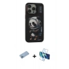 MARSİLYAN™- iPhone 13 Pro Max Kılıf Siluet Modern Özel Seri - Siyah 3D Antistatik Cam Ekran Koruyucu + Shine Kamera Lens Koruma Cam - MI