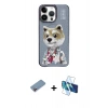 MARSİLYAN™- iPhone 13 Pro Max Kılıf Siluet Modern Özel Seri - Siyah 3D Antistatik Cam Ekran Koruyucu + Shine Kamera Lens Koruma Cam - PE