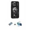 MARSİLYAN™- iPhone 13 Pro Max Kılıf Siluet Modern Özel Seri - Siyah 3D Antistatik Cam Ekran Koruyucu + Shine Kamera Lens Koruma Cam - GI