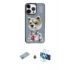 MARSİLYAN™- iPhone 13 Pro Max Kılıf Siluet Modern Özel Seri - Siyah 3D Antistatik Cam Ekran Koruyucu + Shine Kamera Lens Koruma Cam - MI