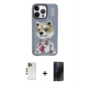 MARSİLYAN™- iPhone 13 Pro Max Kılıf Siluet Modern Özel Seri - Siyah 3D Antistatik Hayalet Cam Ekran Koruyucu + Shine Kamera Lens - GD